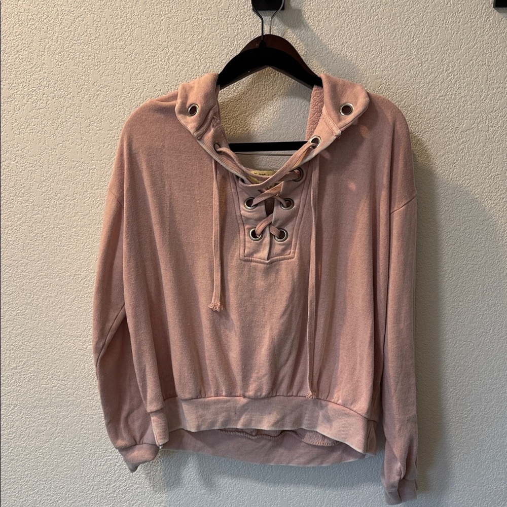 Vintage Havana Pink Lace-Up Hoodie